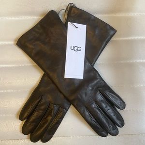 UGG Nixie Leather Gloves Cashmere Lined Black New With Tags Ultra Soft Medium